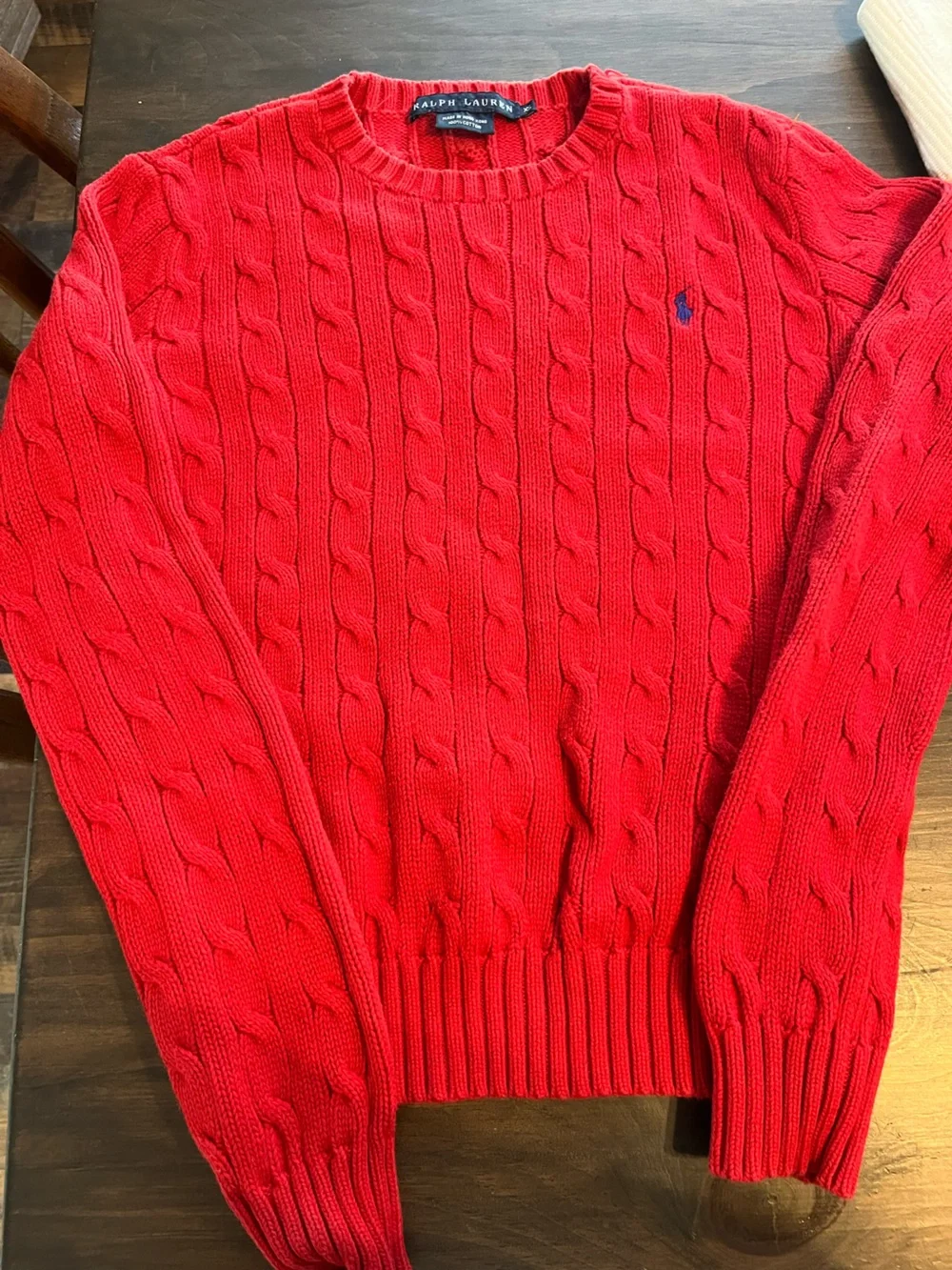 Ralph Lauren Kids Classic Cable Knit Red Sweater
